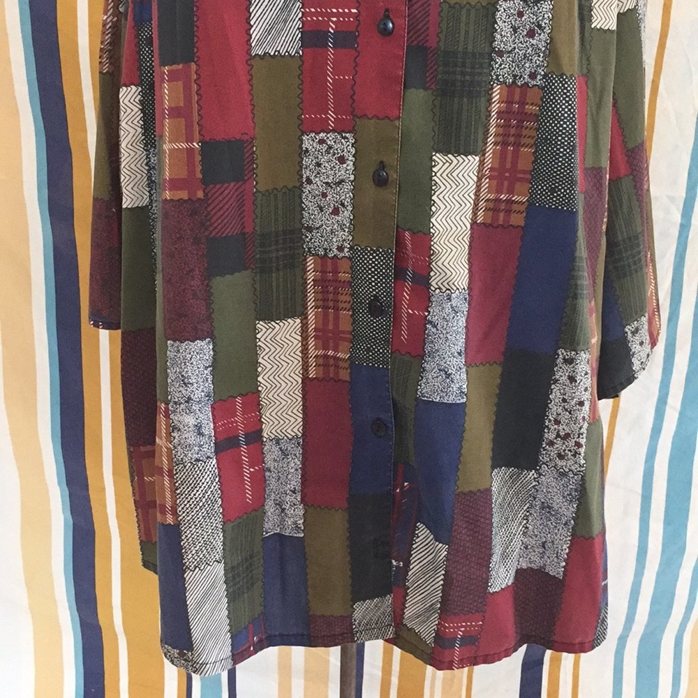Vintage Romans Patchwork Print Button Down Shirt - image 3